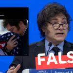 (Imagen) Javier Milei besando la bandera de Estados Unidos: #Falso
